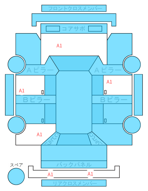 Body condition diagram (damage marks, Japanese labels)