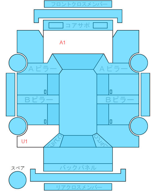 Body condition diagram (damage marks, Japanese labels)