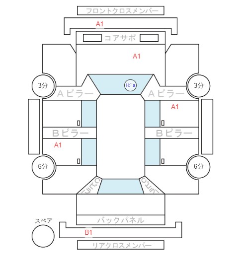 Body condition diagram (damage marks, Japanese labels)