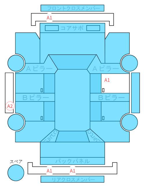 Body condition diagram (damage marks, Japanese labels)
