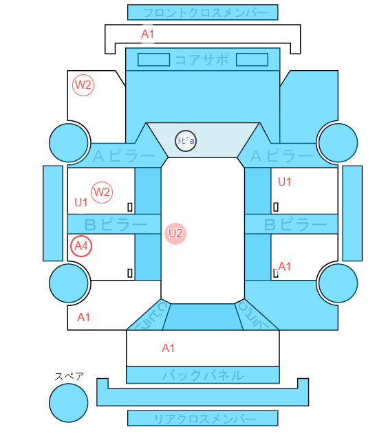 Body condition diagram (damage marks, Japanese labels)