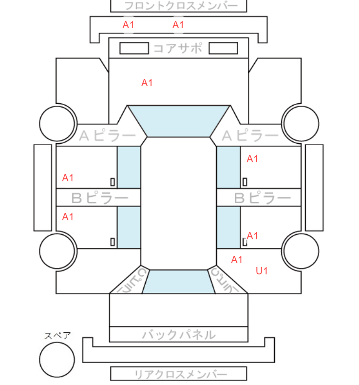 Body condition diagram (damage marks, Japanese labels)