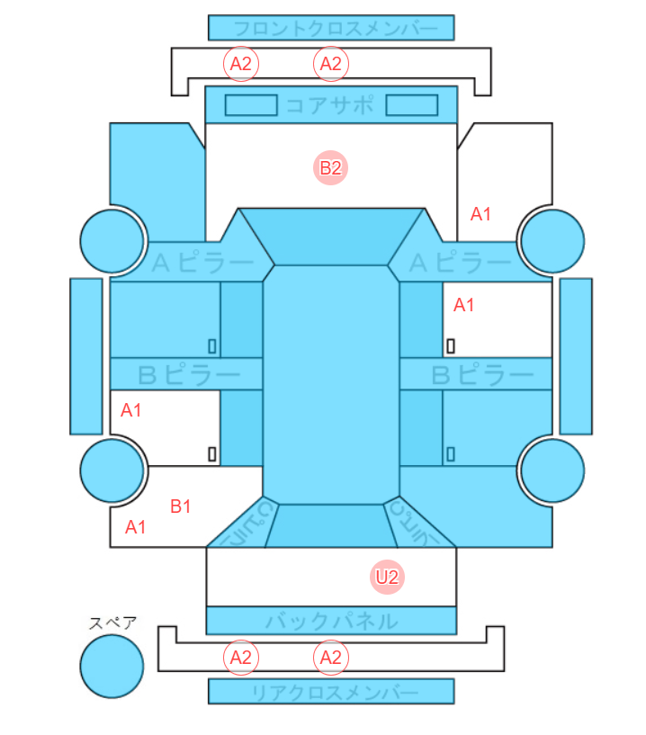 Body condition diagram (damage marks, Japanese labels)