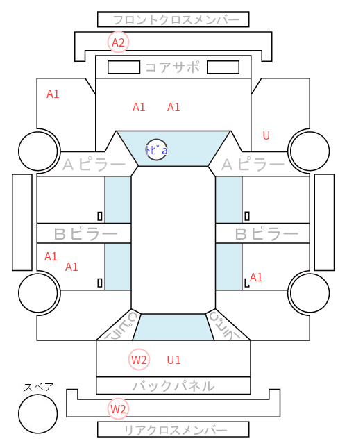 Body condition diagram (damage marks, Japanese labels)