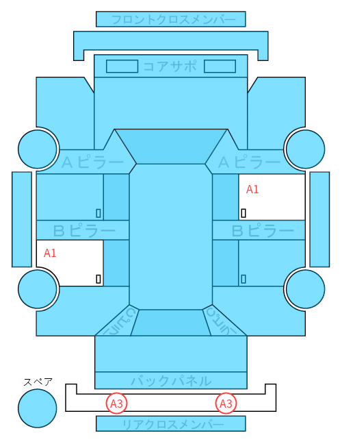 Body condition diagram (damage marks, Japanese labels)