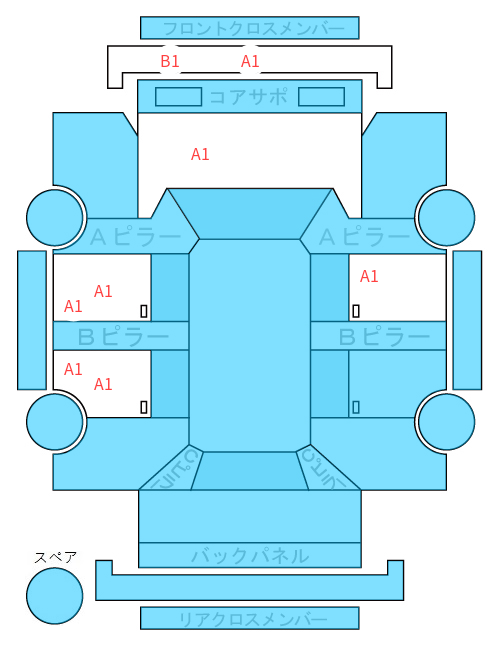 Body condition diagram (damage marks, Japanese labels)