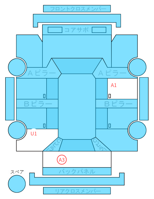 Body condition diagram (damage marks, Japanese labels)