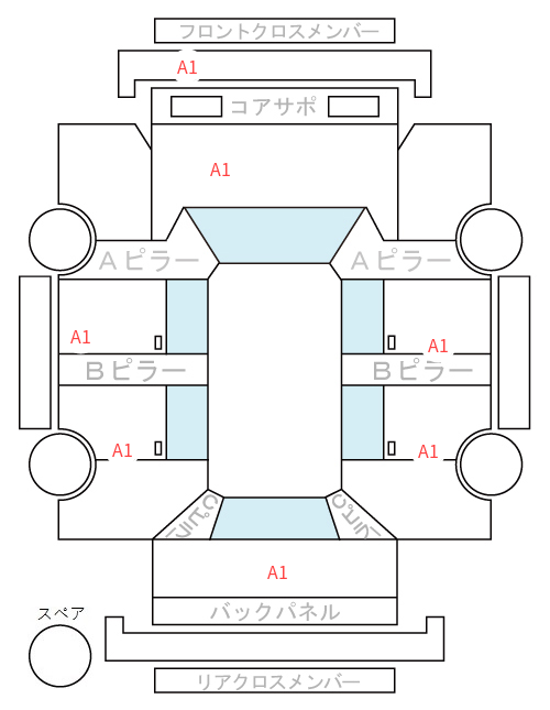 Body condition diagram (damage marks, Japanese labels)