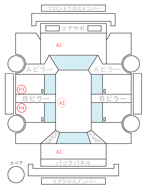 Body condition diagram (damage marks, Japanese labels)