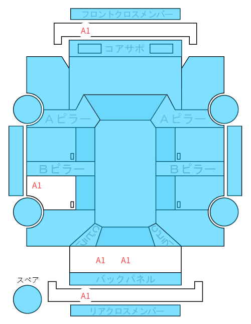 Body condition diagram (damage marks, Japanese labels)