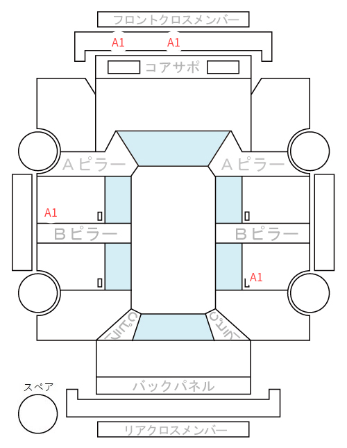 Body condition diagram (damage marks, Japanese labels)