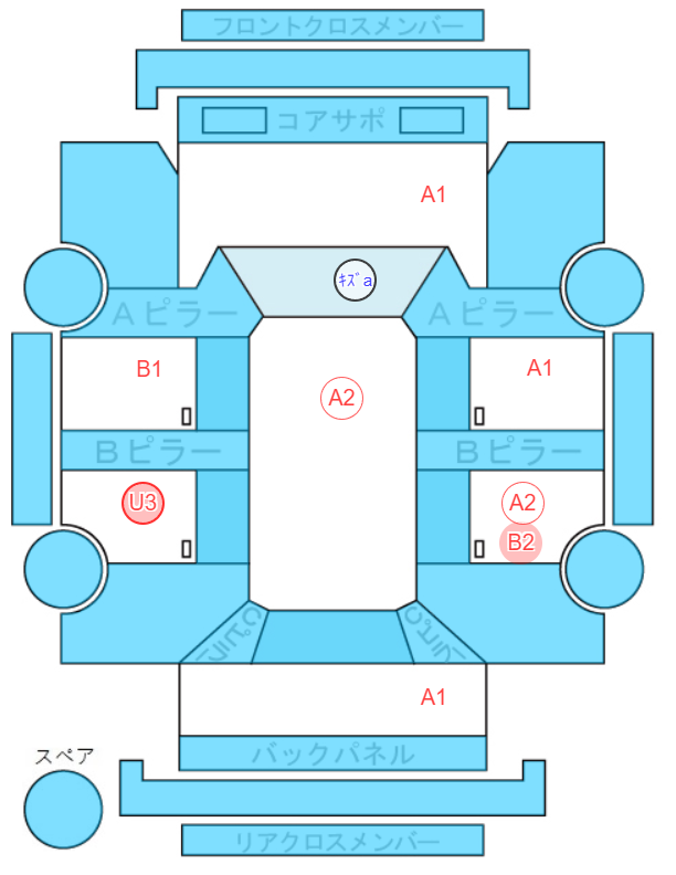 Body condition diagram (damage marks, Japanese labels)
