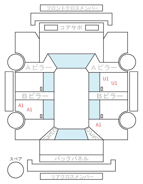 Body condition diagram (damage marks, Japanese labels)