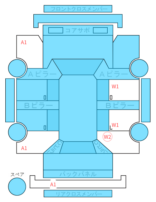 Body condition diagram (damage marks, Japanese labels)