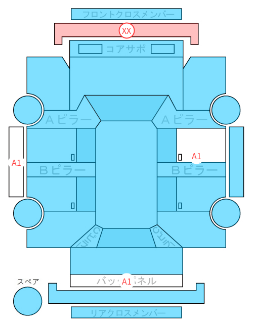 Body condition diagram (damage marks, Japanese labels)