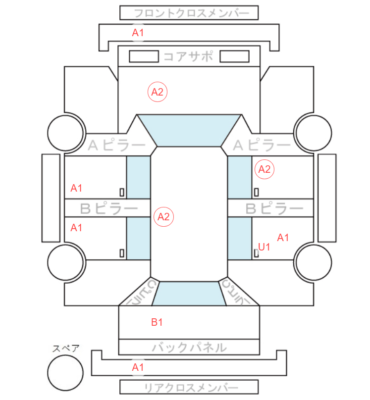Body condition diagram (damage marks, Japanese labels)