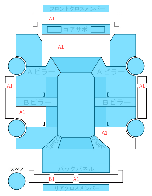 Body condition diagram (damage marks, Japanese labels)