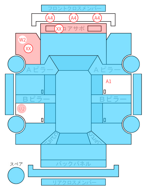 Body condition diagram (damage marks, Japanese labels)