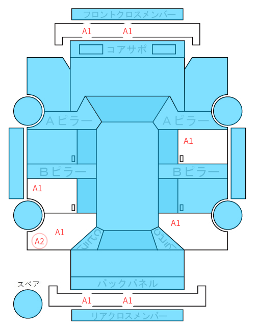 Body condition diagram (damage marks, Japanese labels)