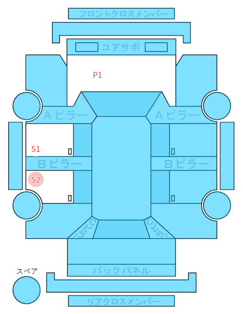 Body condition diagram (damage marks, Japanese labels)