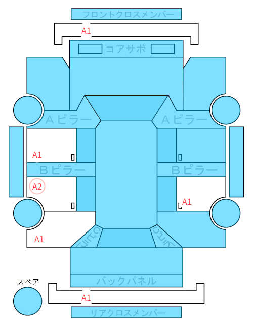Body condition diagram (damage marks, Japanese labels)