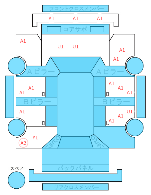 Body condition diagram (damage marks, Japanese labels)
