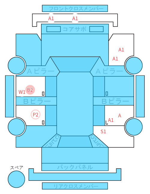 Body condition diagram (damage marks, Japanese labels)