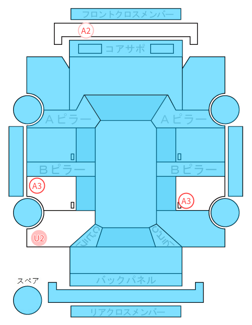 Body condition diagram (damage marks, Japanese labels)