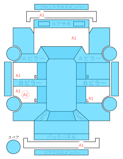 Body condition diagram (damage marks, Japanese labels)