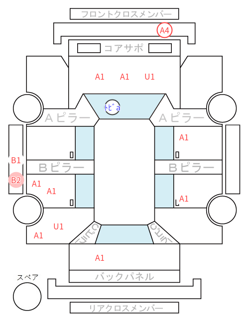 Body condition diagram (damage marks, Japanese labels)