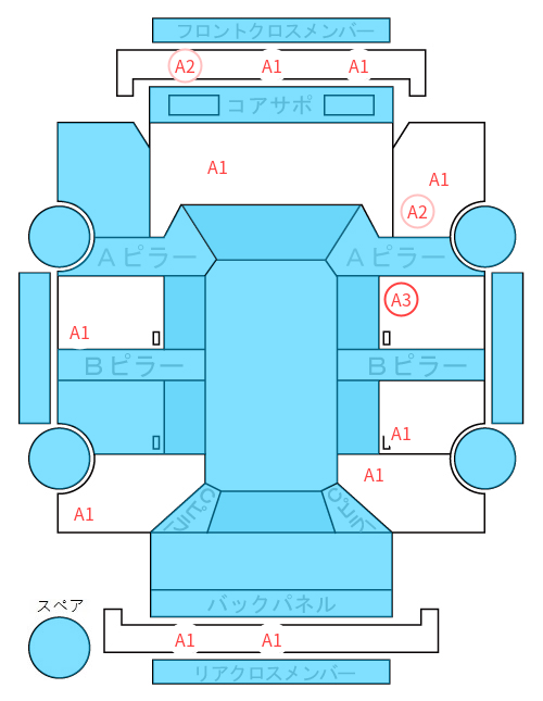 Body condition diagram (damage marks, Japanese labels)