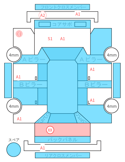 Body condition diagram (damage marks, Japanese labels)