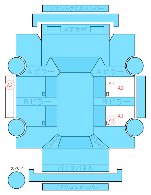 Body condition diagram (damage marks, Japanese labels)