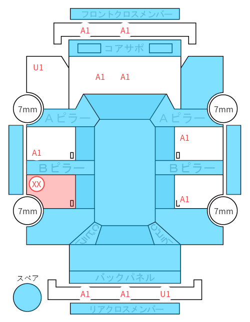 Body condition diagram (damage marks, Japanese labels)