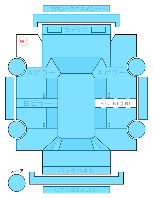Body condition diagram (damage marks, Japanese labels)
