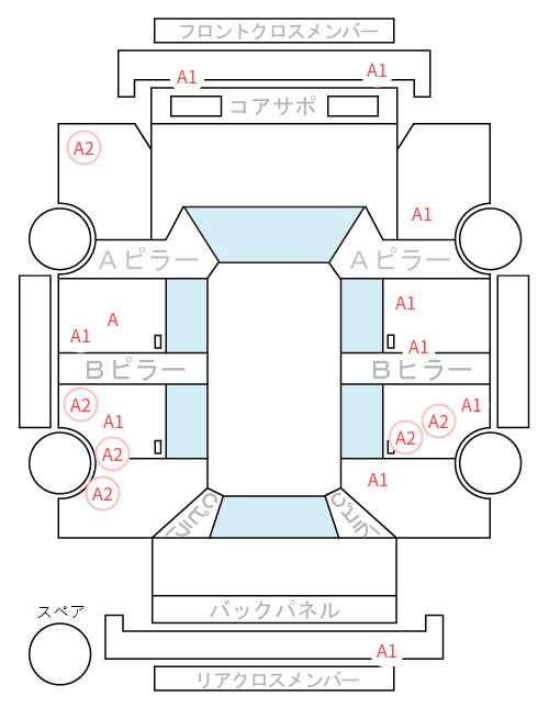 Body condition diagram (damage marks, Japanese labels)
