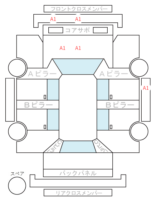 Body condition diagram (damage marks, Japanese labels)