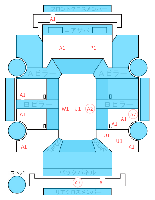 Body condition diagram (damage marks, Japanese labels)