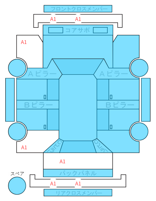 Body condition diagram (damage marks, Japanese labels)