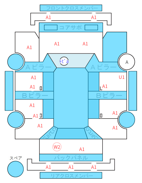 Body condition diagram (damage marks, Japanese labels)