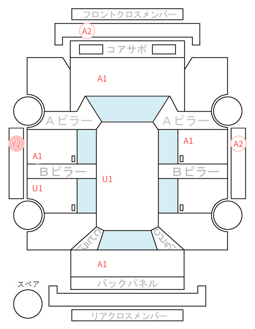 Body condition diagram (damage marks, Japanese labels)