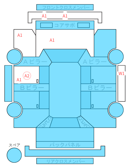 Body condition diagram (damage marks, Japanese labels)