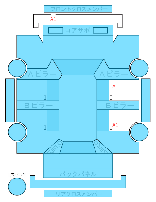 Body condition diagram (damage marks, Japanese labels)