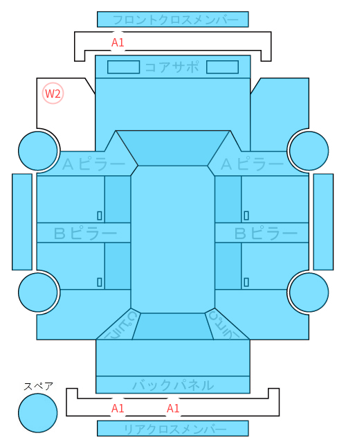 Body condition diagram (damage marks, Japanese labels)