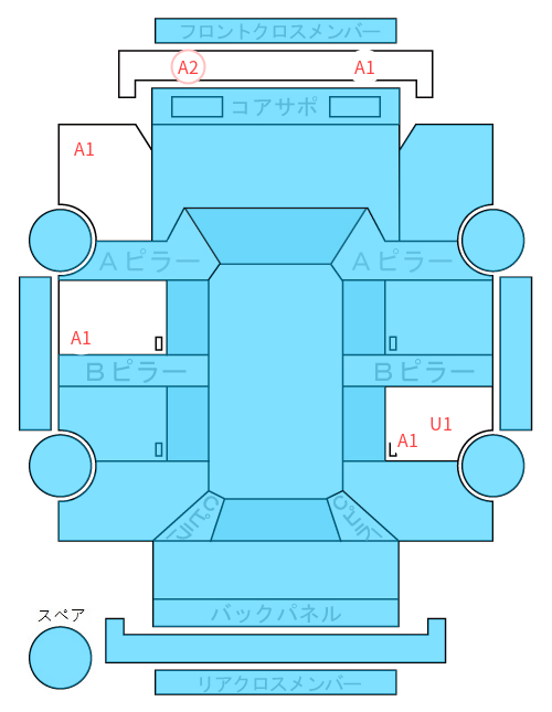 Body condition diagram (damage marks, Japanese labels)