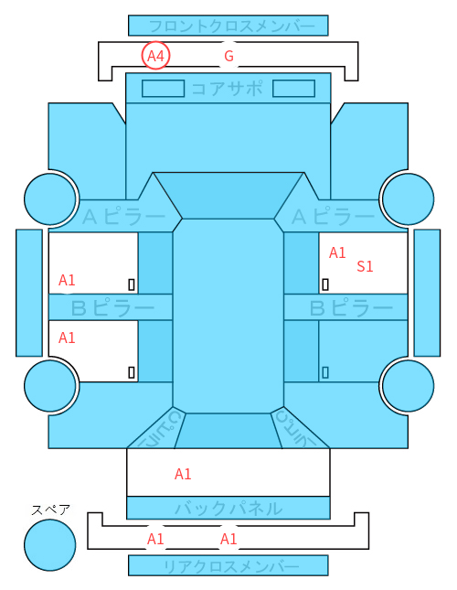Body condition diagram (damage marks, Japanese labels)
