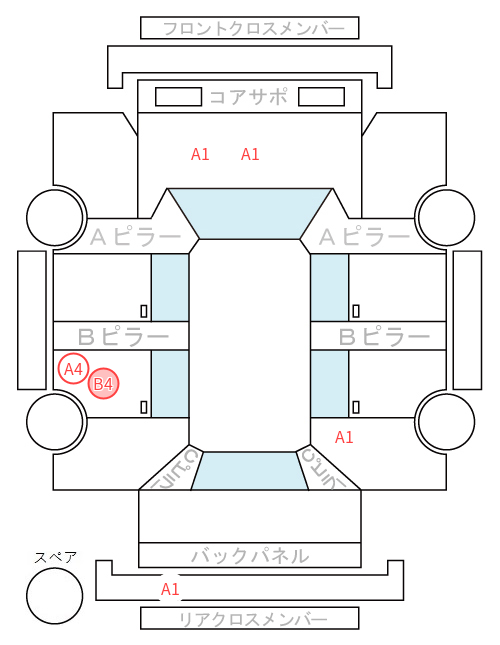 Body condition diagram (damage marks, Japanese labels)