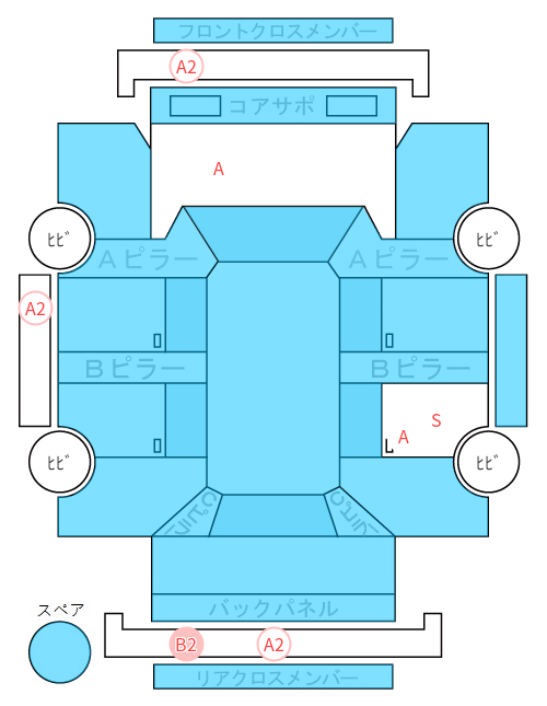 Body condition diagram (damage marks, Japanese labels)