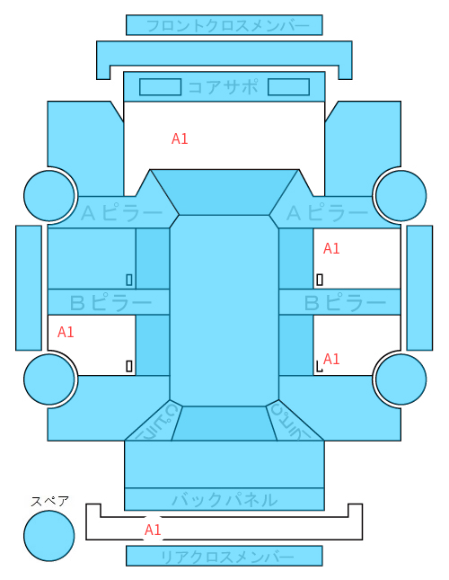 Body condition diagram (damage marks, Japanese labels)