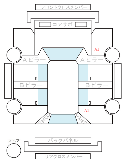 Body condition diagram (damage marks, Japanese labels)